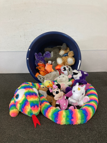 Bin Full of Stuffed Animals