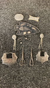 “Junk” Silver Pieces. Includes: Earrings, Buckles And Accents