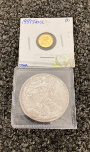 1989 1/20 OZ Chinese Coin And 2011 Walking Liberty Coin