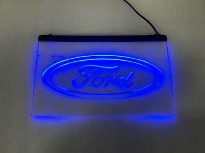 Ford Light Up Sign Powers On - 12" x 7"