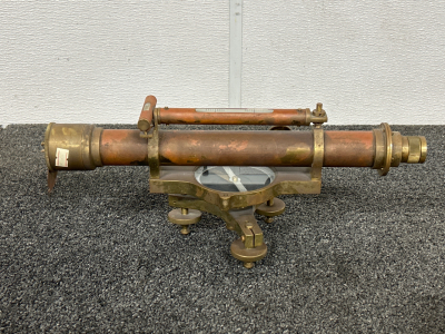 Antique Brass and Copper Surveyor Transit Theodolite