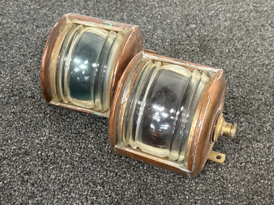 Pair of Antique Starboard and Port Copper Ship Lights