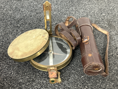 Vintage Brass Compass and Telescope