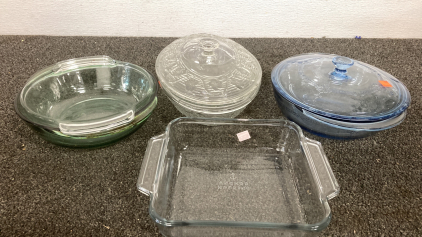 Ovenware Baking Dishes, and Vintage Anchor Hocking Fire King Philbe Blue Covered Cassarole Dish
