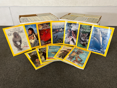 2 Boxes of 1990s National Geographic Magazines