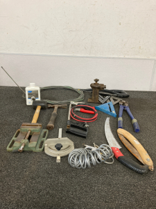 Stone Oil, Jumper Cables, Bolt Cutters, Air Compressor Hose, Tools And More