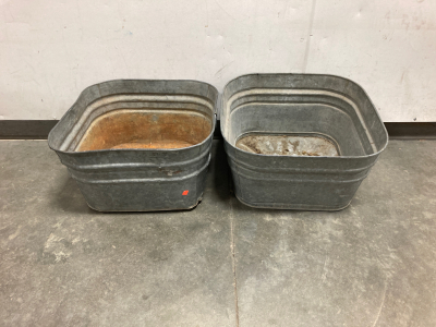 (2) Vintage Square Wash Tubs