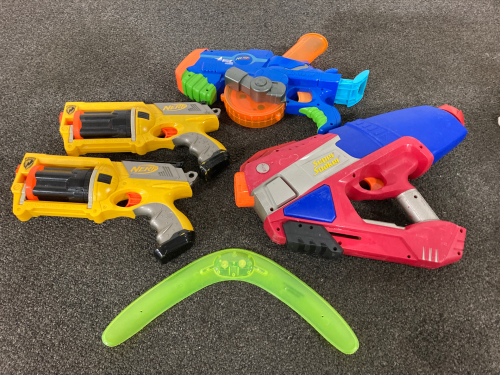 Nerf Guns, Super Soaker, And Boomerang