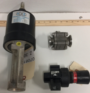 (1) Hoke Pneumatic Hydraulic Operator (1) Parker Gas Pressure Regulator (1) Ladish 1” Ball Valve