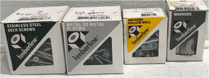 Timblerine Fasteners Deck Screws, Metal To Metal Screws, Anchors Hollow Wall, Washers