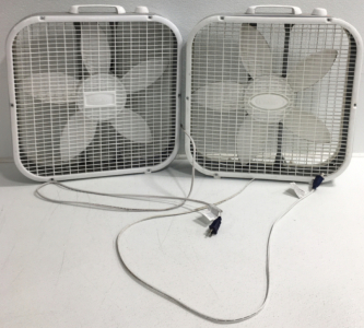 (2) White Lasko Box Fans