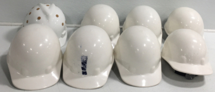 (8) White Hard Hats