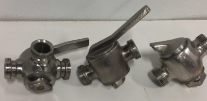 (3) Sanitary Stainless Steel 2” Valve Shut Offs