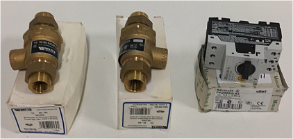 (2) Watts Regulator 1/2” Backflow Preventers (1) Moeller Breaker Overload Protective Switch