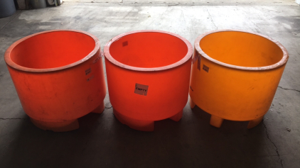 (3) Large Orange industrial Bins