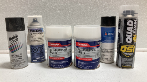 (2) Bondo All Purpose Putty, Quad Foam, Spray Enamel, KCID Shaker White, Solvent Blend