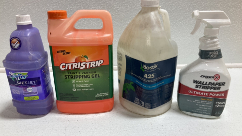 CitriStrip 64oz, Bostik 425 Acrylic Latex Admixture, Wallpaper Stripper, Swiffer Wet Jet Cleaner