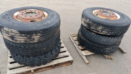 (6) Commercial Truck Tires w/Rims