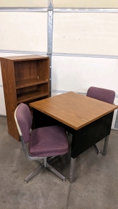 Head-to-head Gaming/Homework Table w/Chairs, Game/Book Shelves