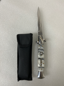 Automatic Marble Stiletto Italian Milano Switchblade with Sheath