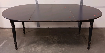 Black-Painted Wood Dining Table with 2 Leaves