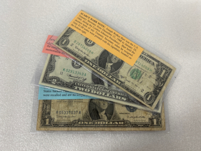 Scarce Barr Note, 1976 Two Dollar Note, and An Old Silver Certificate