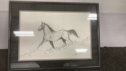23x17 Trotting Horse framed picture