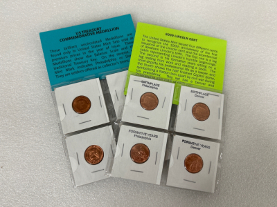 Us Treasury Commemorative Medallion and 2009 Lincoln Cants