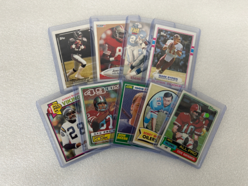 (9) Collectible Football Cards Includes: Emmett Smith, Jerry Rice, Sanders and More