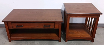 Elegant Wood Coffee Table and End Table Set