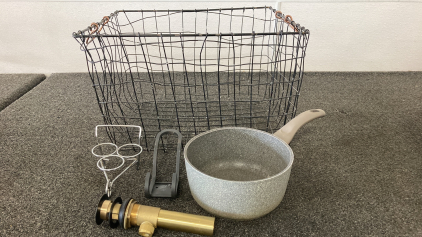 Wire Clothes Basket, Sauce Pan, Heavy Duty Hook And More