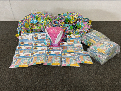 Large Easter Lot with Tinsel Wreaths, Hat Decoration, and Lots of Self Inflating Balloons