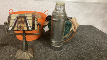 Stainless Glass Tealight/ Candle Holder Lamp, Vintage Stanley Thermos, and More