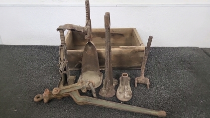 Antique Wooden Box with Antique Tools