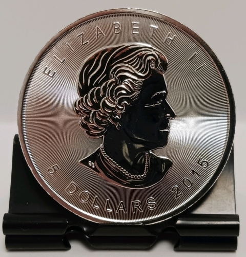 .999 Fine Silver 1 Ounce Round "Elizabeth II 5 Dollars 2015" - Verified Authentic