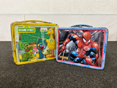 Vintage Sesame Street and Spider-Man Metal Lunch Boxes