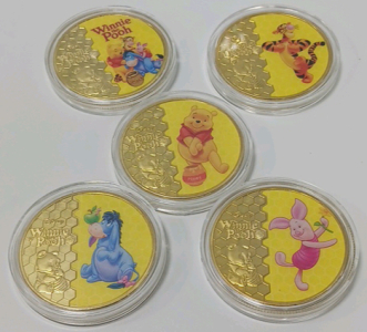 (5) Disney "Winnie The Pooh" Characters Gold Plated Coins