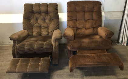 (2) Brown Velvet Rocking Recliners