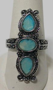 Triple Blue Opal Ring