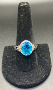 Size 10 .925 Blue Aquamarine Ring