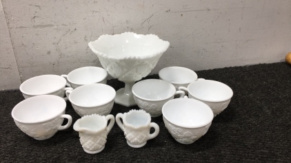 60’s Westoreland Milk glass set and 50’s Indiana Colony Harvest grape milk glass