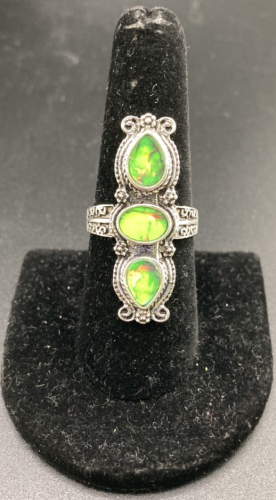 Triple Green Ring .925 Size 9