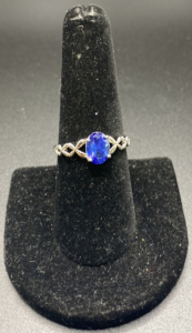 Size 8 .925 Oval Blue Sapphire Ring