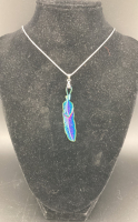 Rainbow Tibetan Silver Feather Necklace .925