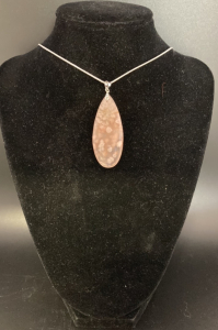 Natural Sakura Agate Teardrop Gemstone Necklace .925