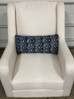 White Accent Chair w/ Blue Throw Pillow