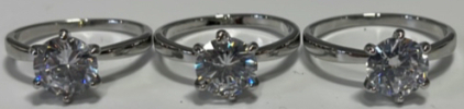 (3) Beautiful Cubic Zirconium Ladies Rings Sizes 7,8,and 9