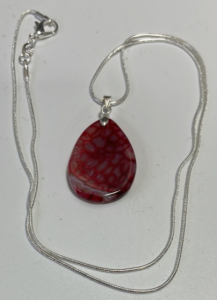 Red Dragon Veins Fire Agate Gemstone .925 Necklace