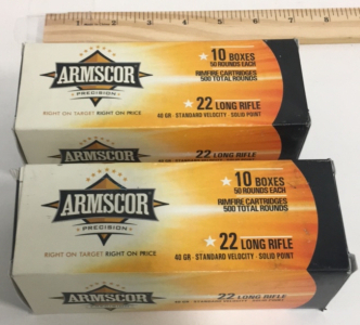 (2) Boxes Of (500) Rounds Armscor .22LR Ammunition