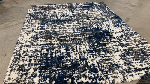 7’10” x 10’ Blue/Gray/White Shag Area Rug